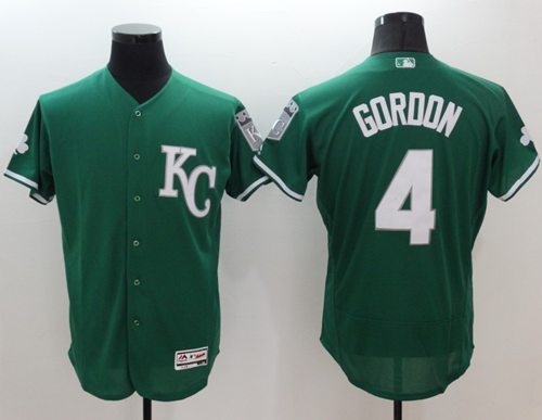 Royals #4 Alex Gordon Green Celtic Flexbase Authentic Collection Stitched MLB Jersey - Click Image to Close